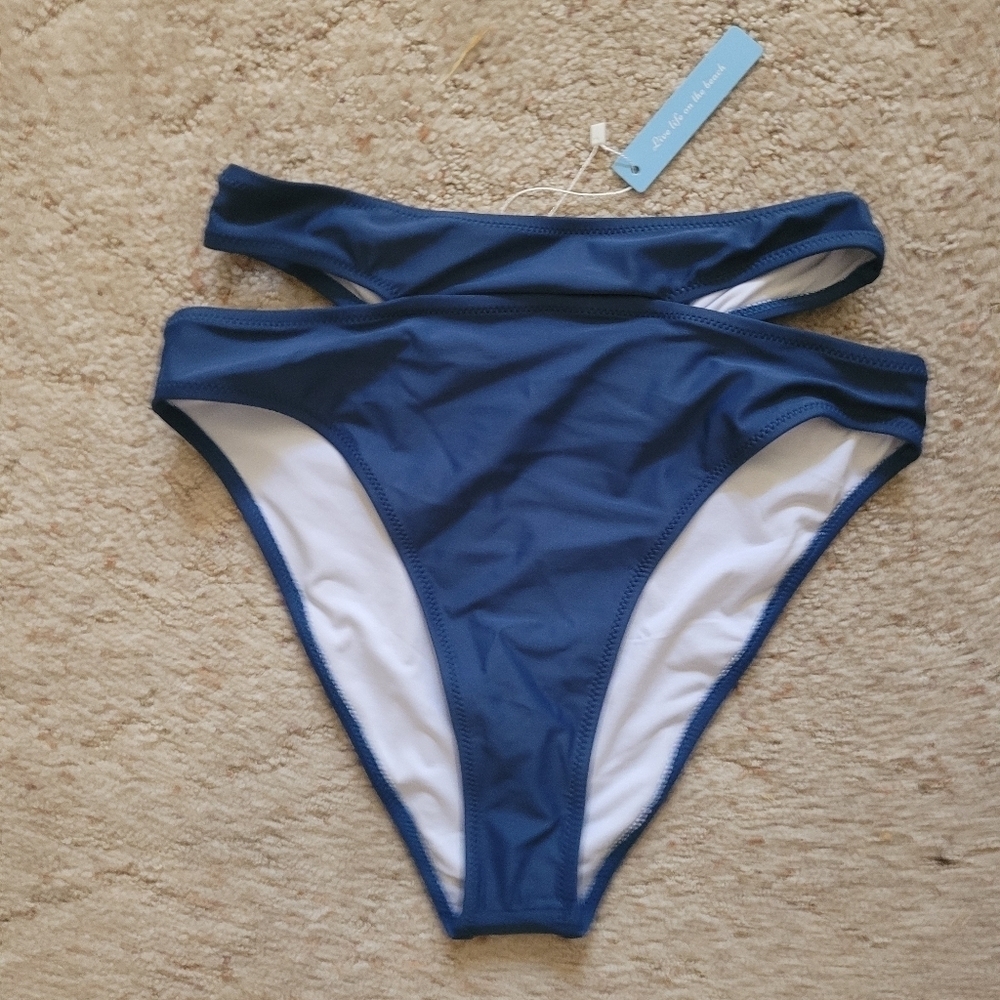 NWT Cupshe Blue Double Strap Bikini Bottom